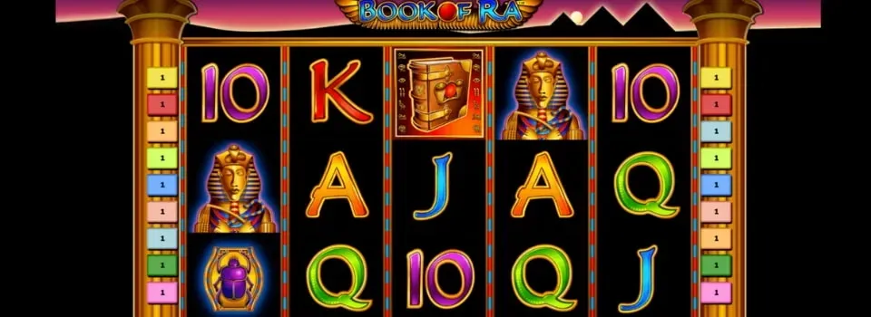  Book of Ra slotshjul med symboler och vinstlinjer.