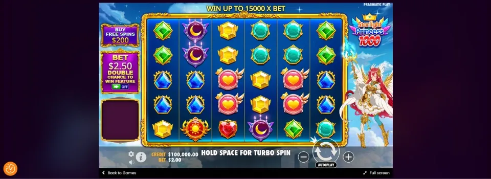 Starlight Princess 1000 slot hjul och symboler