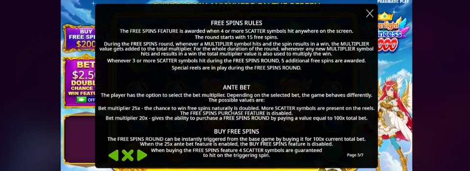 Starlight Princess slot free spins