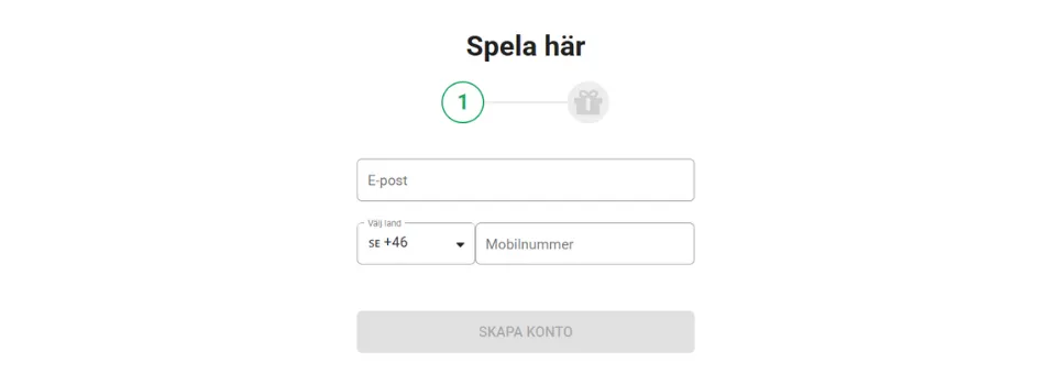Fyll i e-post och mobilnummer hos LeoVegas