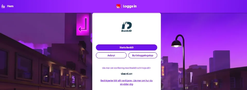 Inloggning med BankID på Momang Casino
