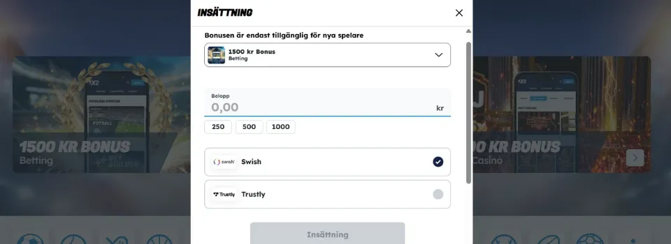Bonus hos 1x2 Casino