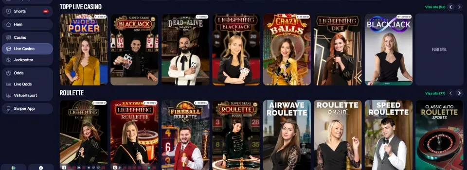 Swiper live casinospel