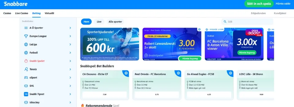 Snabbare Casino betting sida