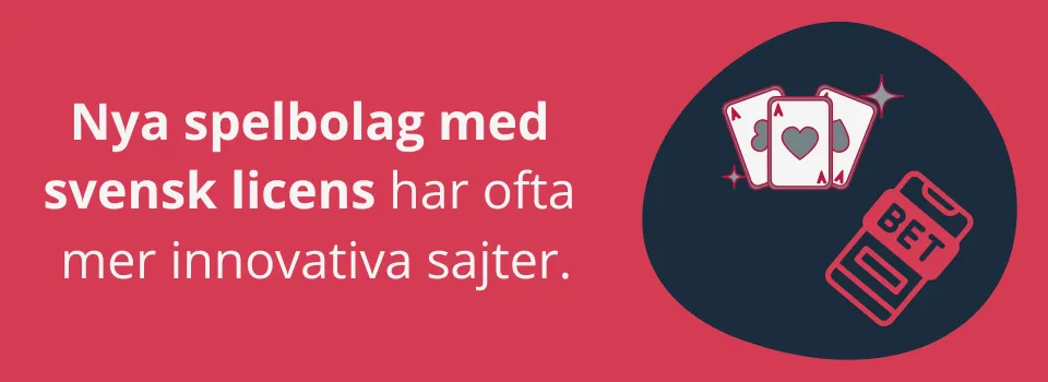 Nya spelbolag med svensk licens har ofta mer innovativa sajter.