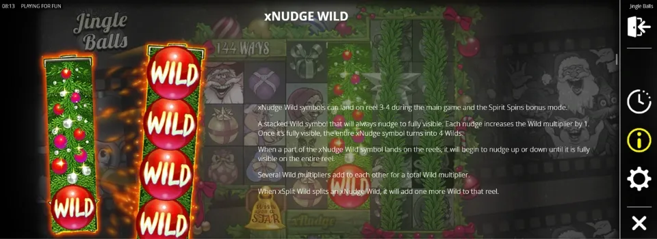 Skärmdump som visar spelets regelruta för funktionen xNudge Wild