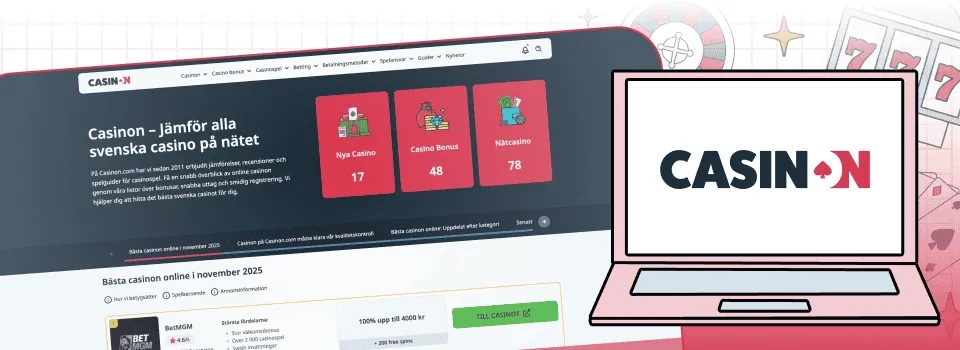 Jämförelse sajten Casinon på laptop