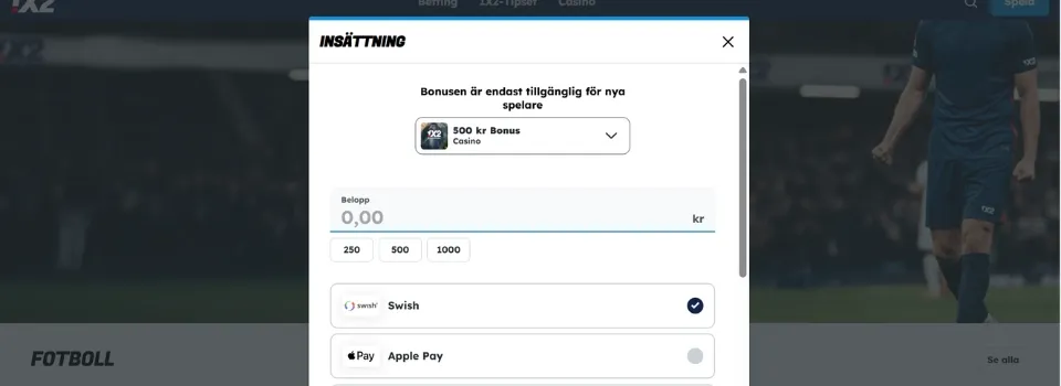 Bonus hos 1x2 Casino