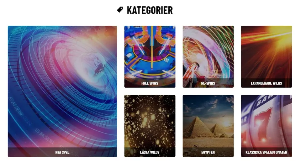 Spelkategorier hos Kazoom casino