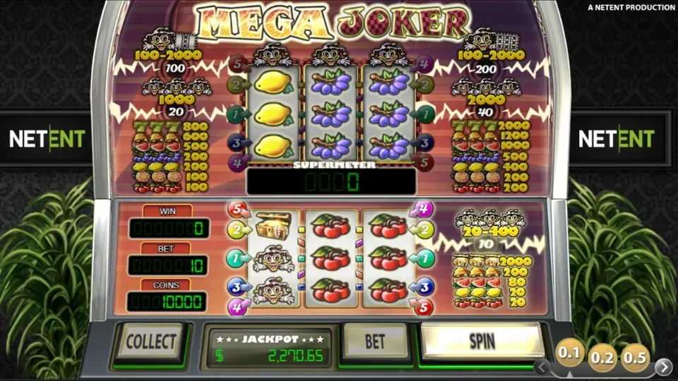 Mega Joker slot hjul och symboler