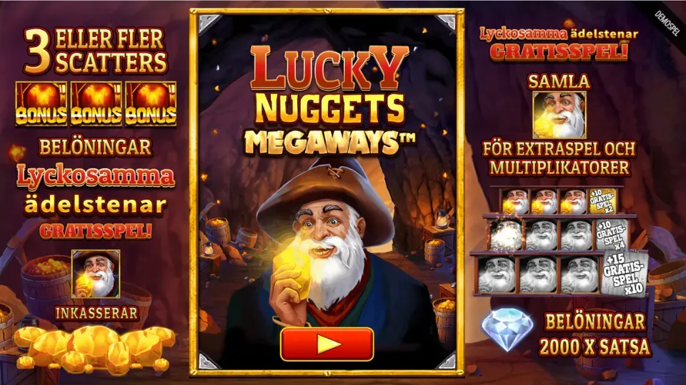 Lucky Nuggets Megaways startskärm