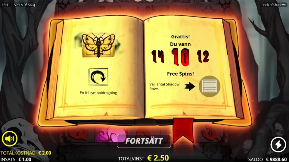Book of Shadows free spins
