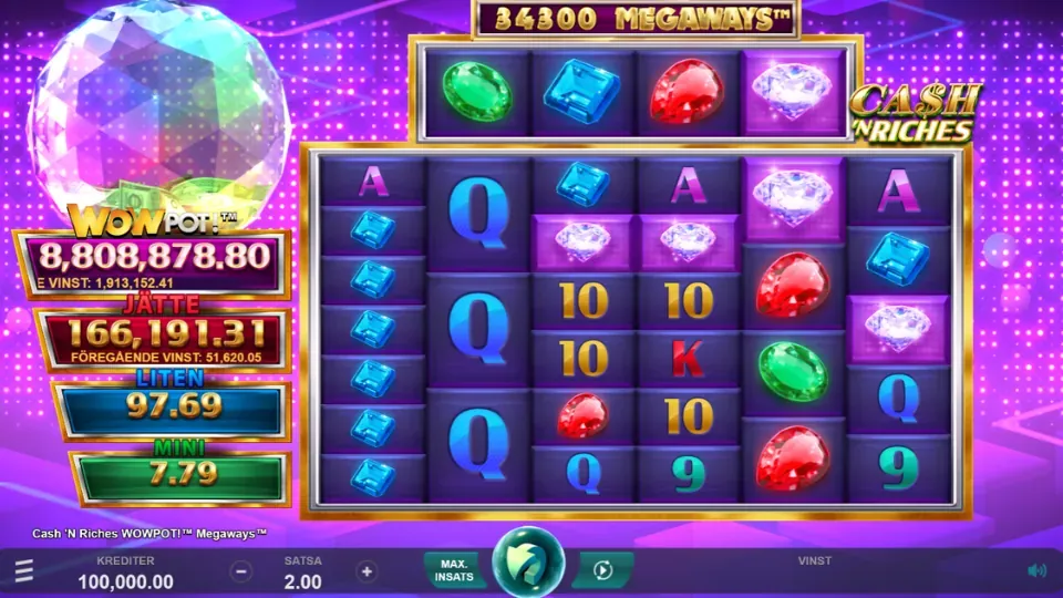Cash 'N Riches Wowpot Megaways spelplan