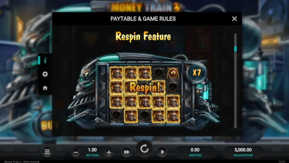 Money Train 3 respins funktion