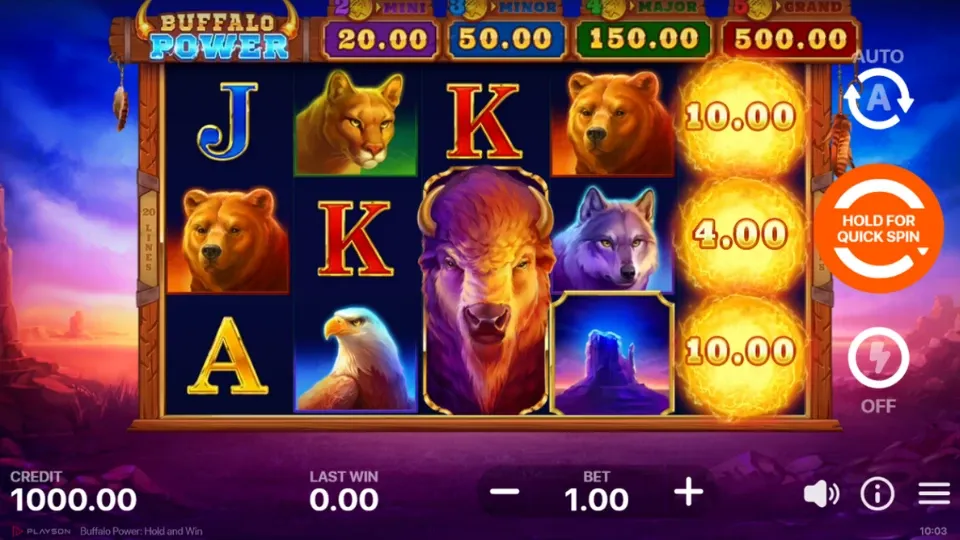 Buffalo Power Hold and Win slot spelplan
