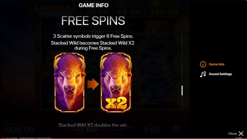 Buffalo Power Hold and Win free spins funktion