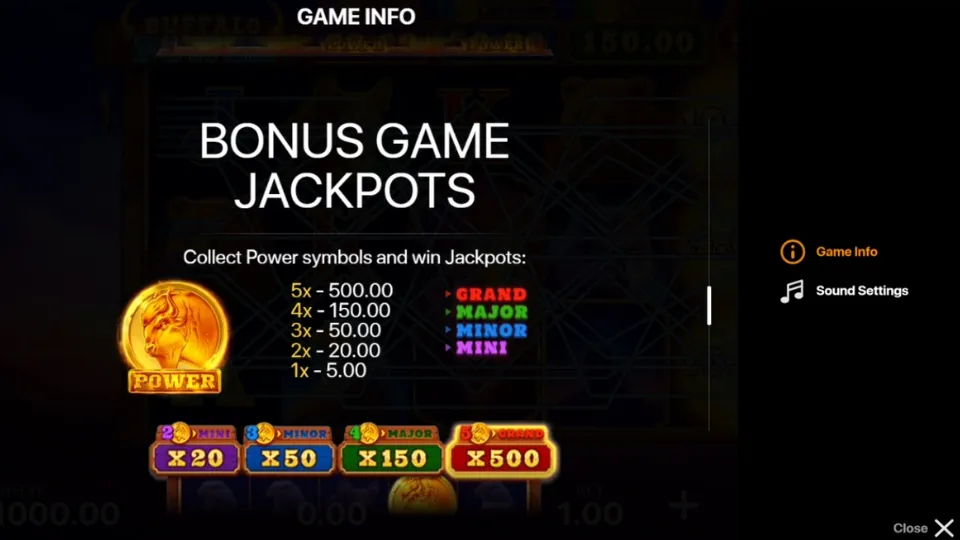 Buffalo Power Hold and Win Jackpot funktion