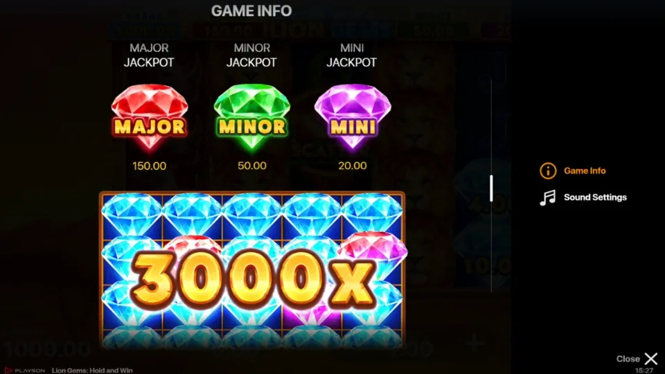 Lion Gems: Hold and Win jackpot funktion