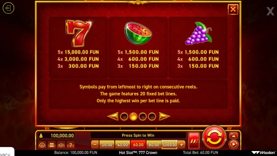 Hot Slot: 777 Hold and Win slotsymboler