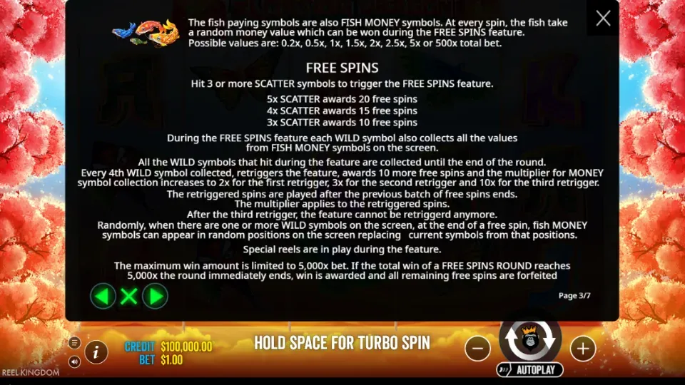Floating Dragon Hold and Spin free spins funktion