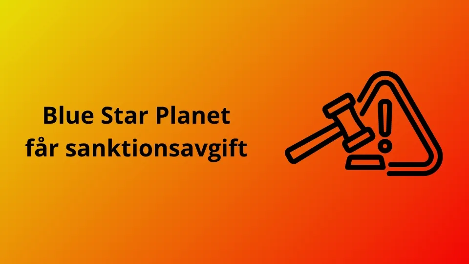 Blue Star Planet Limited får sanktionsavgift av Spelinspektionen