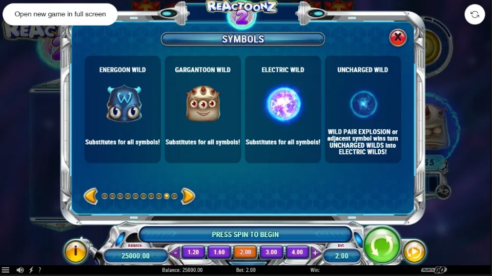 Reactoonz 2 slot symboler