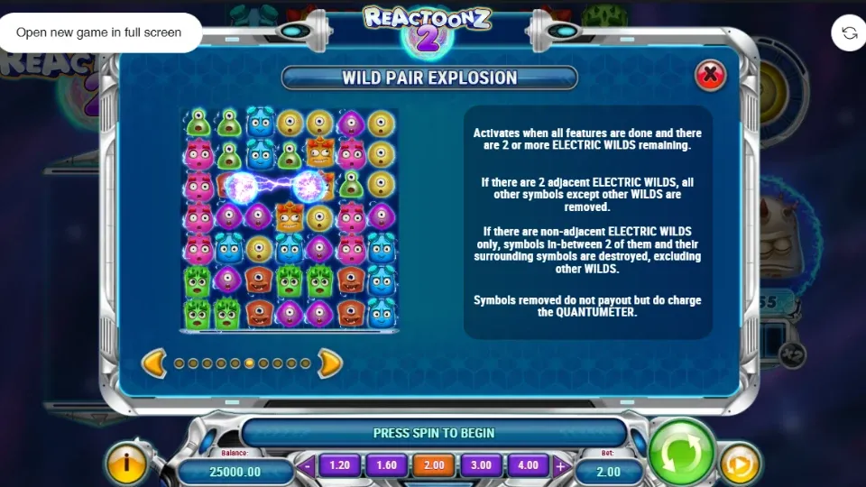 Reactoonz 2 Wild Pair Explosion funktion