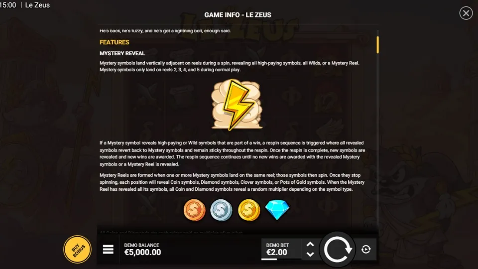 Le Zeus mystery reveal funktion