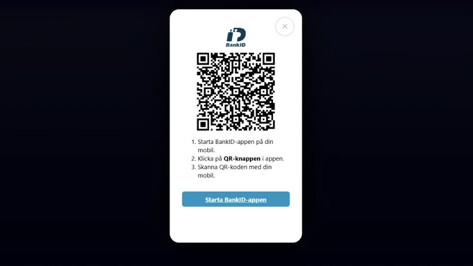 BankID med QR-kod hos Onerush Casino