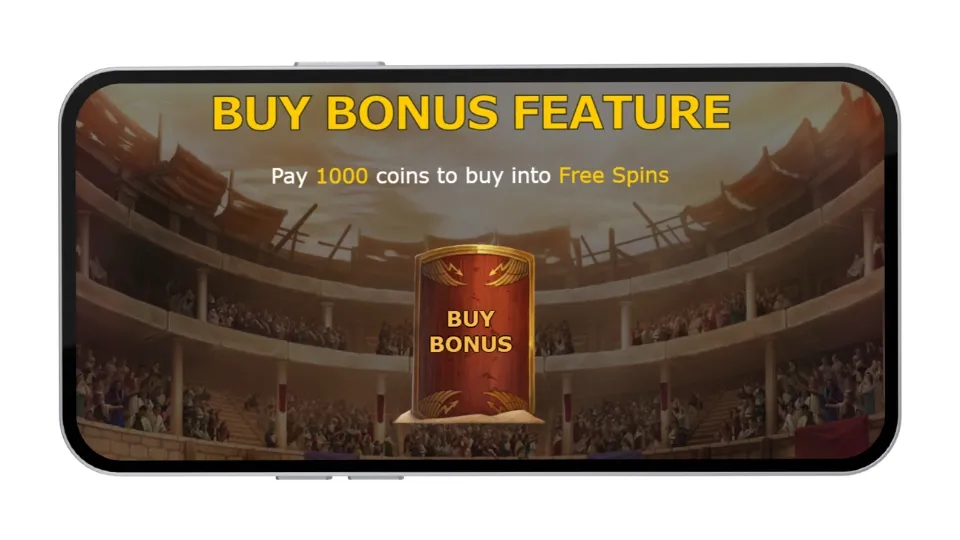 Info om att köpa Free Spins för 1000 mynt i Champions of Rome.